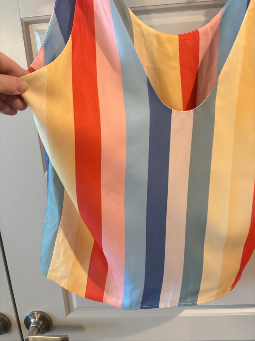 AEMI + CO Colorful Stripe Tie Shoulder Y2K Boho Tank Top Size Large - Picture 8 of 10